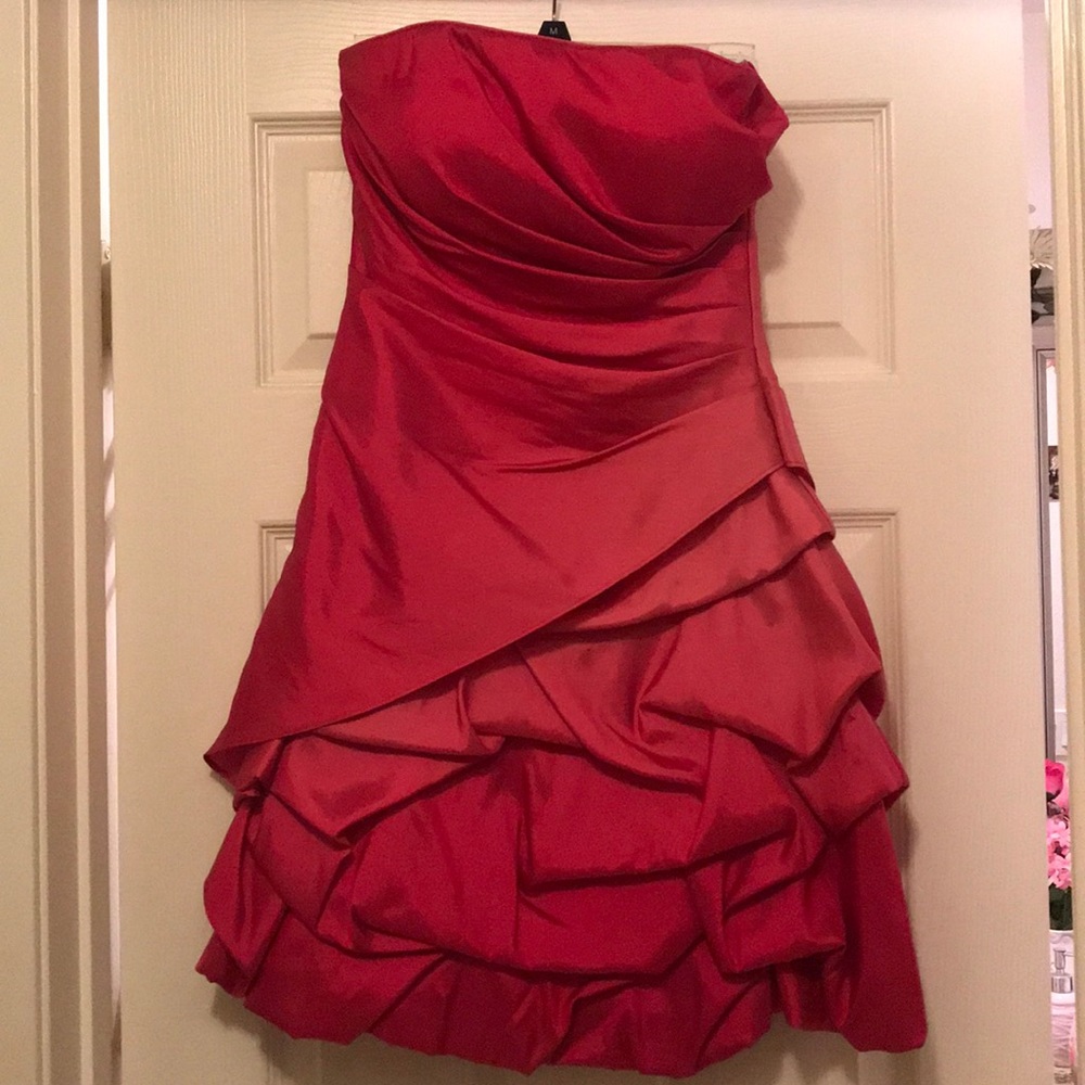 Pink Short Layered Elegant Strapless Dress